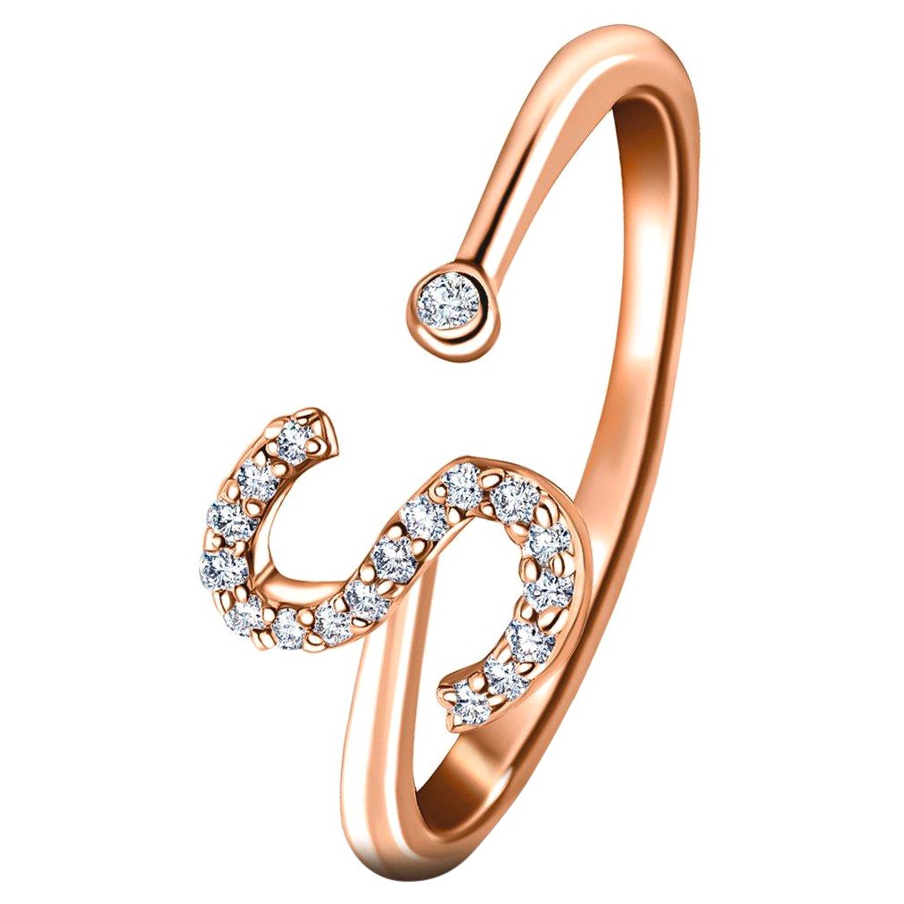 For Sale:  Personal Jewellery Diamond 0.10 Carat Initial S Ring 18 Karat Rose Gold