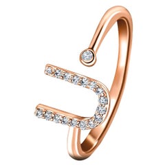Personal Jewellery Diamant 0,10 Karat Initial-U-Letter Ring 18 Karat Roségold