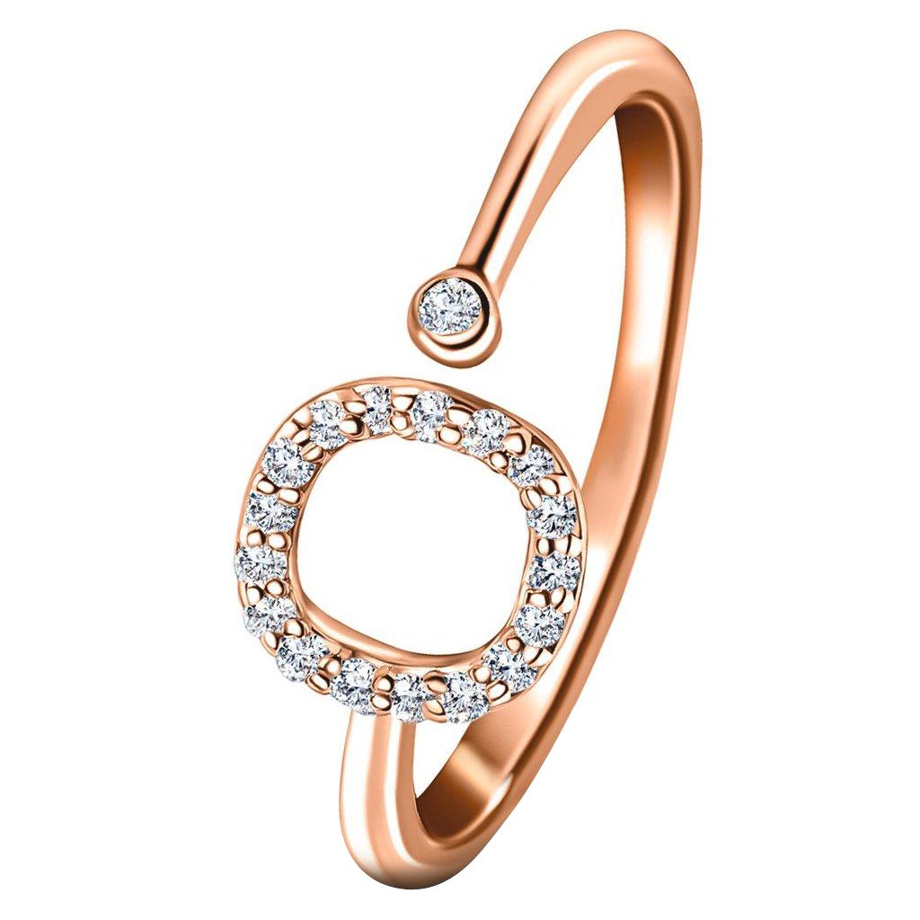 For Sale:  Personal Jewellery Diamond 0.10 Carat Initial -O- Letter Ring 18 Karat Rose Gold