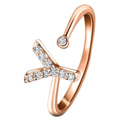 Personal Jewellery Diamond 0.10 Carat Initial -Y- Letter Ring 18 Karat Rose Gold