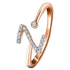 Gioielli personali Diamante 0,10 Carati Iniziale -Z- Lettera Anello Oro Rosa 18 Carati