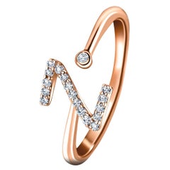 Personal Jewellery Diamond 0.10 Carat Initial -Z- Letter Ring 18 Karat Rose Gold