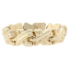 Yellow Gold X Link Ribbed Band, 14k Israel Ring Size 8