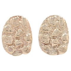Yellow Gold Nugget-Textured Short Drop Earrings, 14k Pierced
