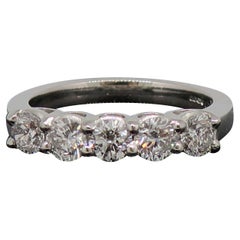 Platinum Brilliant Cut Diamond Five Stone Eternity Band Ring