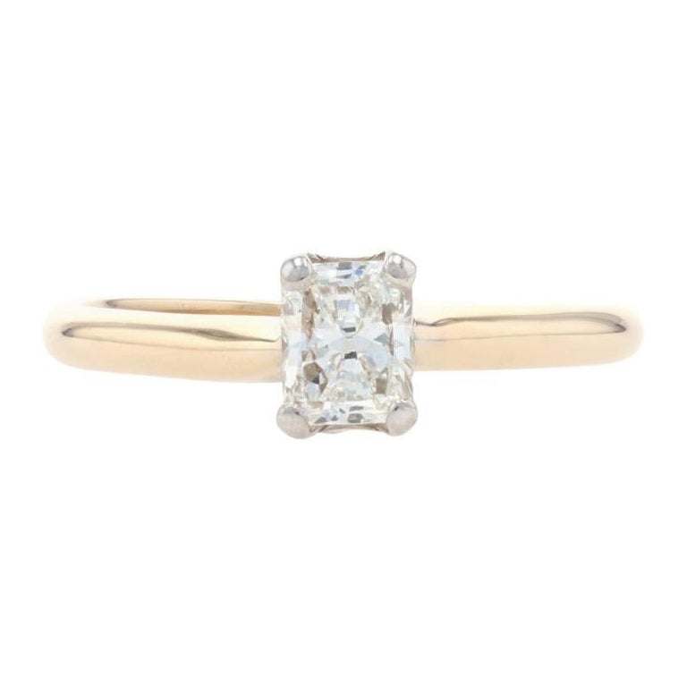 Yellow Gold Diamond Solitaire Engagement Ring, 14k Radiant Cut .48ct