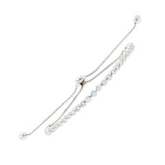 White Gold Diamond Bolo Bracelet, 14k Round Brilliant .95ctw Adjustable Length
