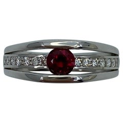 GIA Certified Untreated Fine Deep Red Ruby & Diamond Platinum No Heat Ring