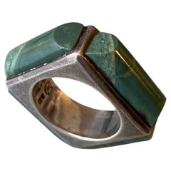 Antonio Pineda Sterling Silver and Green Hardstone Ring