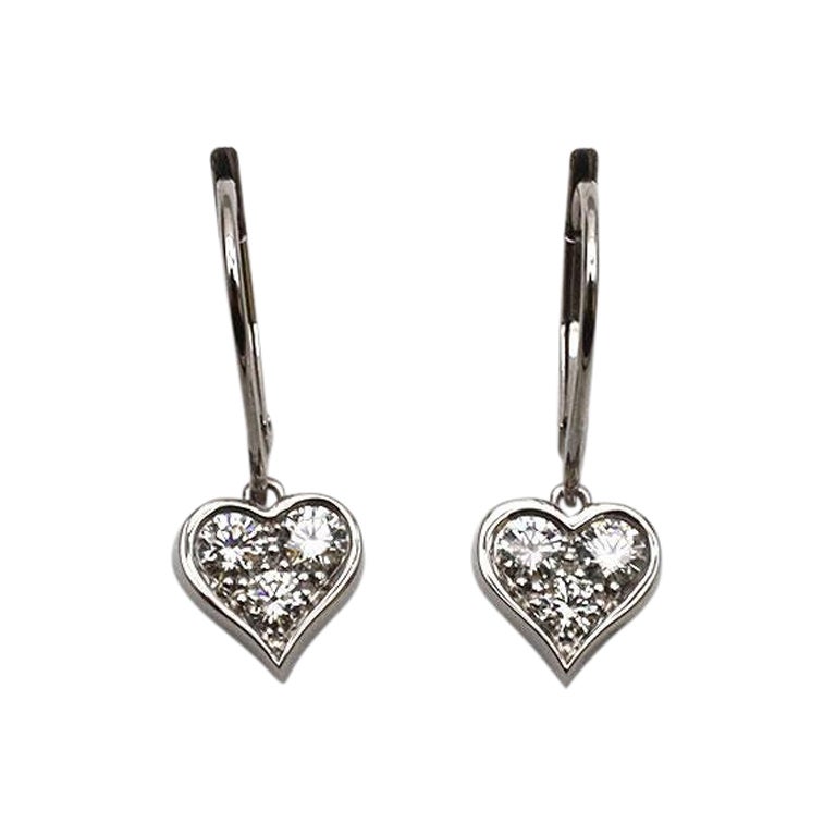 Tiffany & Co. Platinum Diamond Heart Drop Earrings