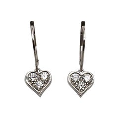 Tiffany & Co. Platinum Diamond Heart Drop Earrings