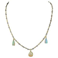 Baume 5.87 Carats Opal Diamond Gold Necklace 8
