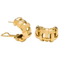 Tiffany & Co. Gold Basket Weave Hoop Earrings