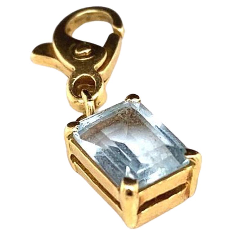 Pendentif breloque aigue-marine en or jaune 18 carats