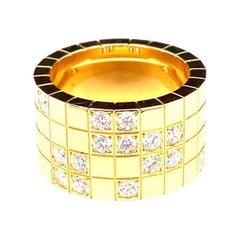 Vintage Cartier Lanières Diamond Diamond 18 Carat Yellow Gold Wide Band Ring
