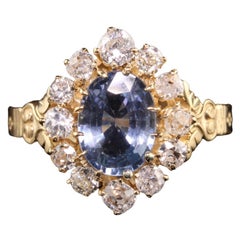 Antique Victorian 18K Yellow Gold Old Mine Diamond Aquamarine Engagement Ring