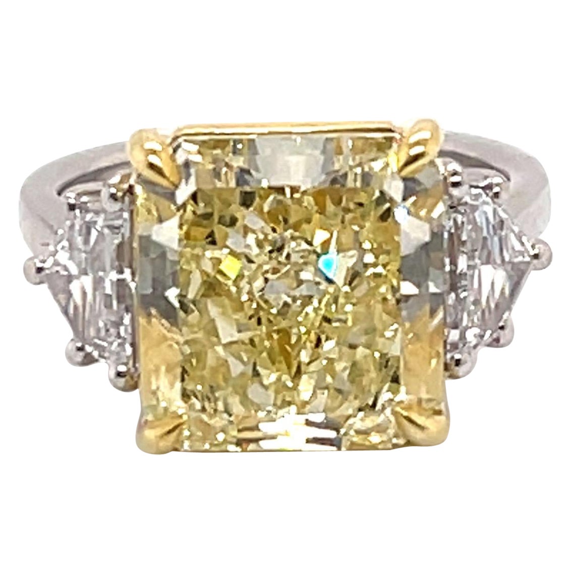 Radiant Fancy Yellow Cocktail Ring 7.46 Carats GIA For Sale