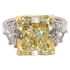 Radiant Fancy Yellow Cocktail Ring 7.46 Carats GIA