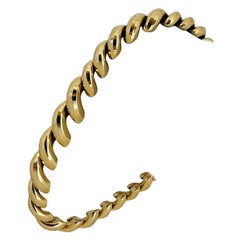 14 Karat Yellow Gold Beveled Graduated Macaroni San Marco Link Bracelet