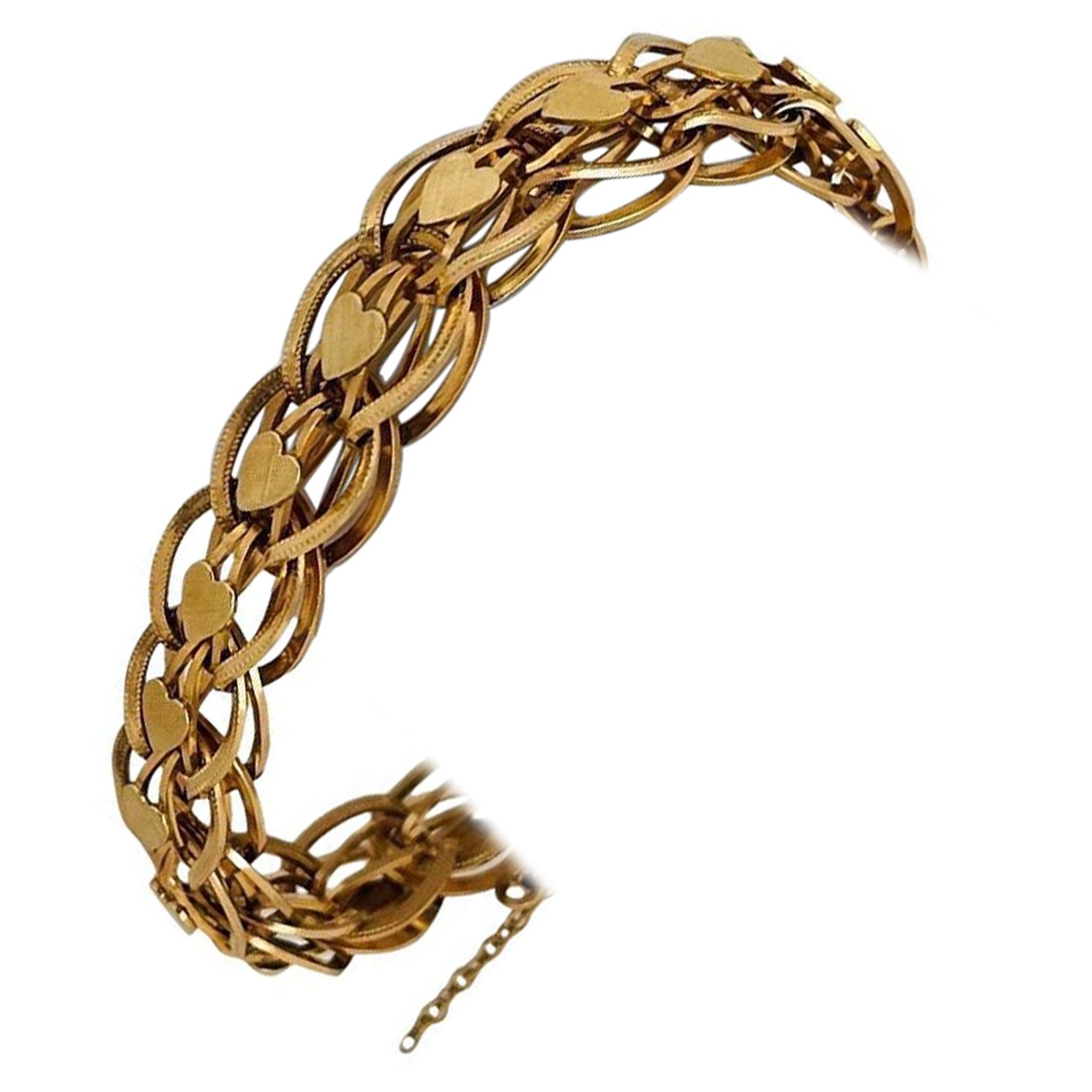 TIFFANY and CO. Gold Link Bracelet with Heart Clasp at 1stDibs