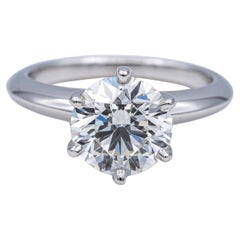Tiffany & Co Platinum Diamond Solitaire Engagement Ring with Round 2.25 Ct HVS1