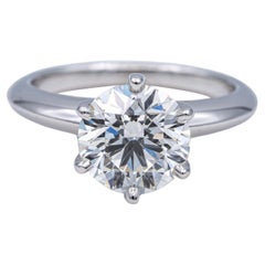 Tiffany & Co Platin Diamant Solitär Verlobungsring mit runden 2::25 Ct HVS1