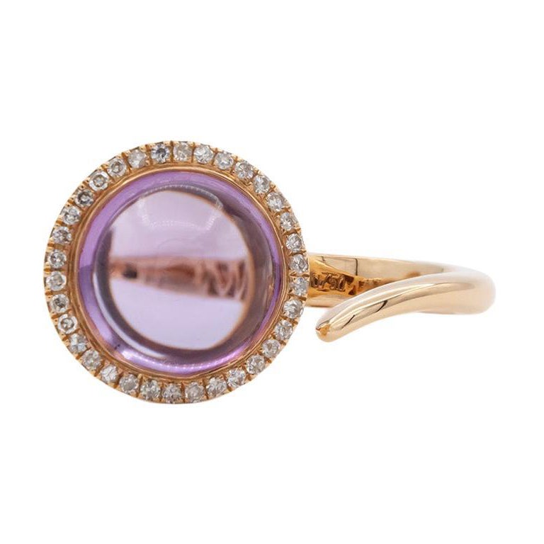 Forever 18k Rose Gold Purple Amethyst & Diamond Cocktail Fashion Ring