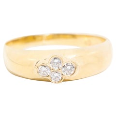 Round White Diamond Vintage Domed Cluster Band Ring in 18 Carat Yellow Gold