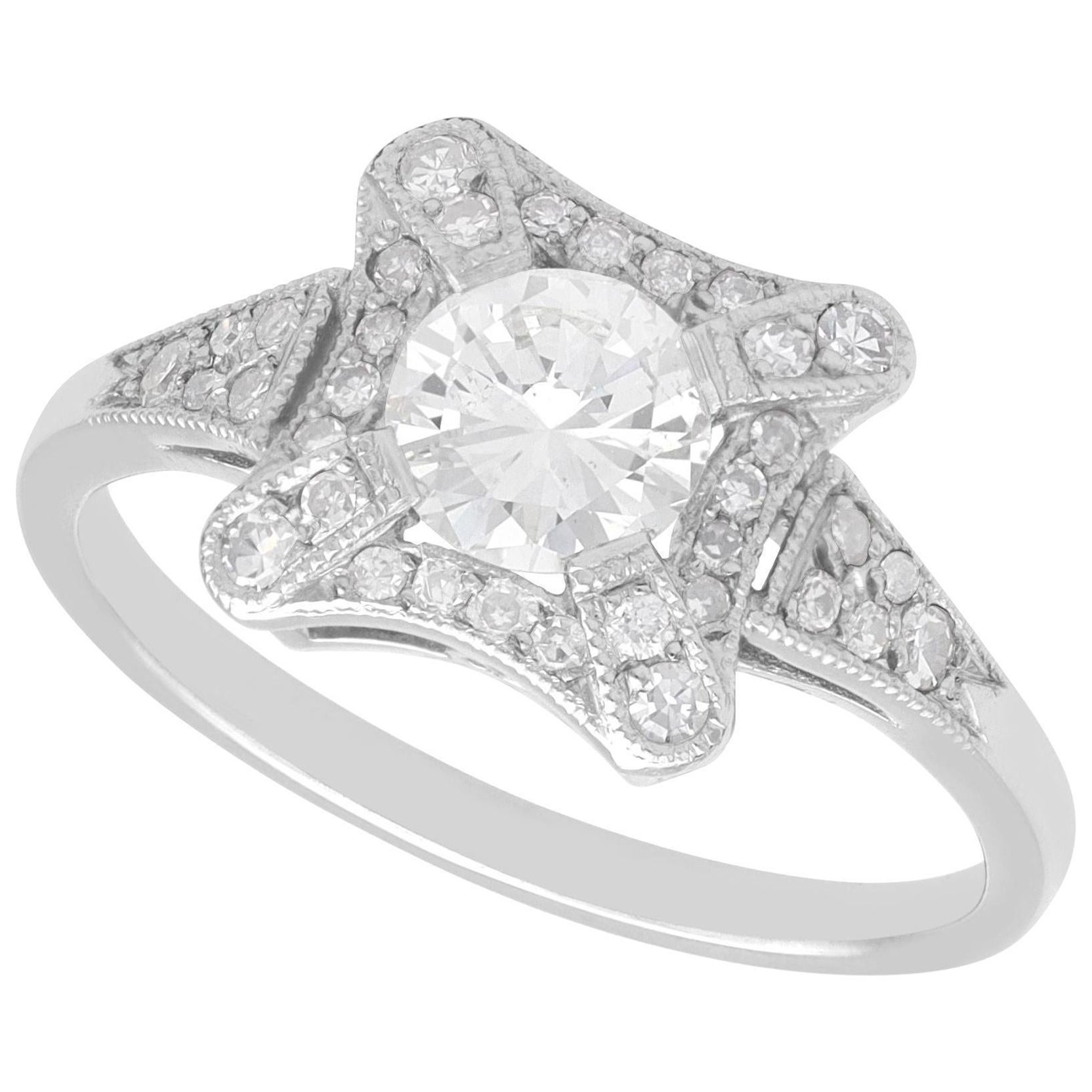 1.01 Carat Diamond and Platinum Cluster Ring For Sale