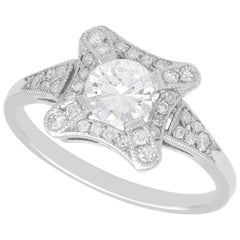Vintage 1.01 Carat Diamond and Platinum Cluster Engagement Ring