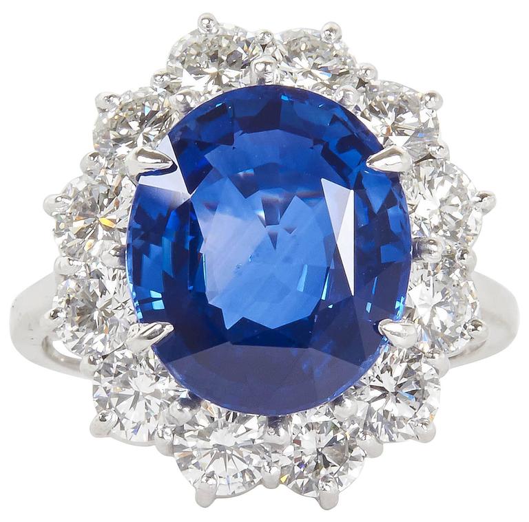 Stunning 6 Carat GIA Cert Sapphire Diamond Platinum Ring For Sale at ...