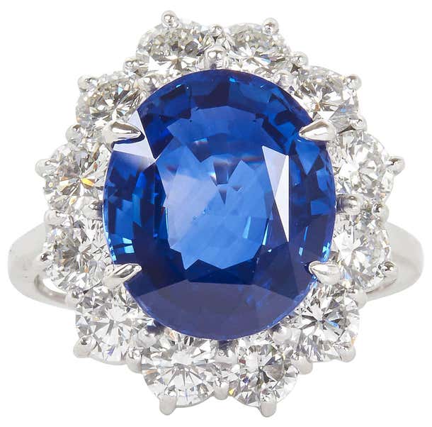 Stunning 6 Carat GIA Certified Sapphire Diamond Platinum Ring For Sale ...