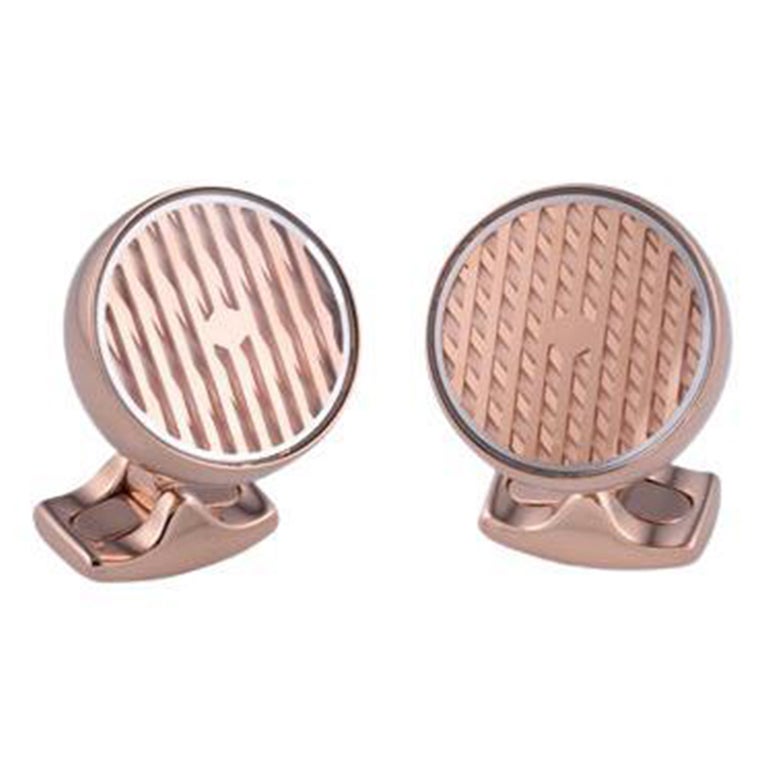 Deakin & Francis Freely Rotating Kinetic Cufflinks in Rose Gold Finish For Sale