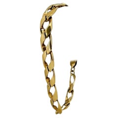 14 Karat Yellow Gold Heavy Men's Fancy Curb Link Bracelet