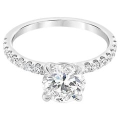 Bague de fiançailles avec diamant taille brillant rond de 1,25 carat certifié par le GIA