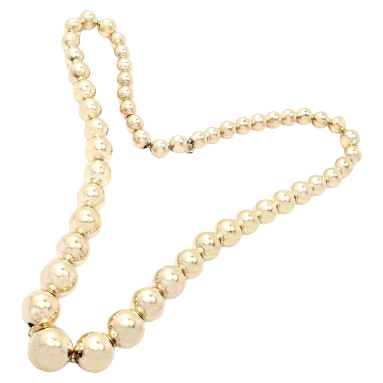 Vintage Tiffany and Co Graduated Bead Yellow Gold Necklace For Sale at 1stDibs