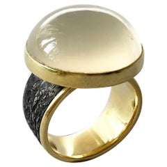 Gaia Pelikan 18K Gold Stainless Steel Moonstone Cabochon Ring