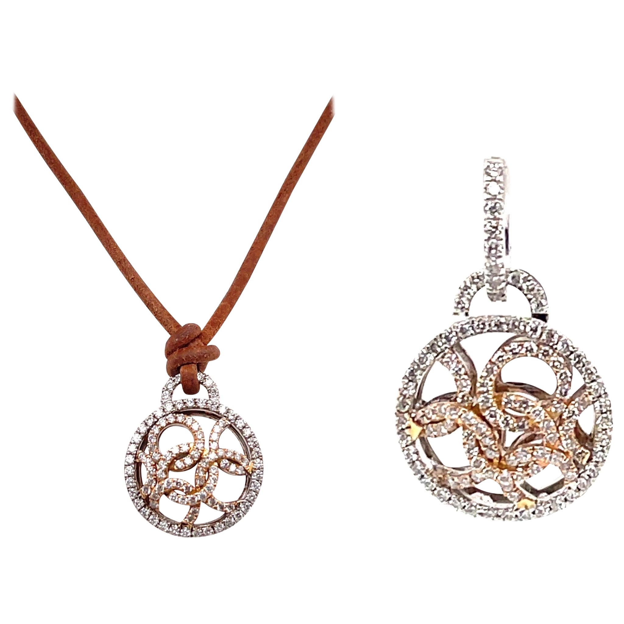 Créoles ou pendants d'oreilles interchangeables en saphirs et diamants en vente
