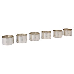Set of 6 Edwardian Numbered Sterling Silver Napkin Rings by Adie Brothers