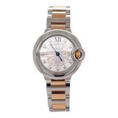 Cartier Montre Ballon Blue Ref.W3BB0005 à cadran en or rose/acier inoxydable bicolore avec diamants 