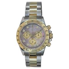 Rolex Yellow Gold Stainless Steel Diamond Daytona Automatic Wristwatch Ref 11652