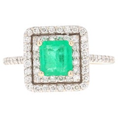 1.54 Carat Emerald Diamond 18 Karat White Gold Engagement Ring