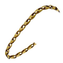 14k Karat Yellow Gold Men's Squared Fancy Cable Link Bracelet Turkey 