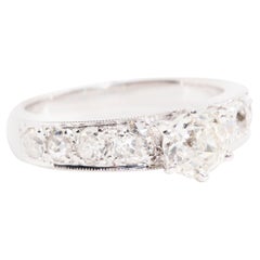 Circa 1950s 1.46 Carat Old Cut Diamond Vintage Engagement Ring 18 Carat Gold