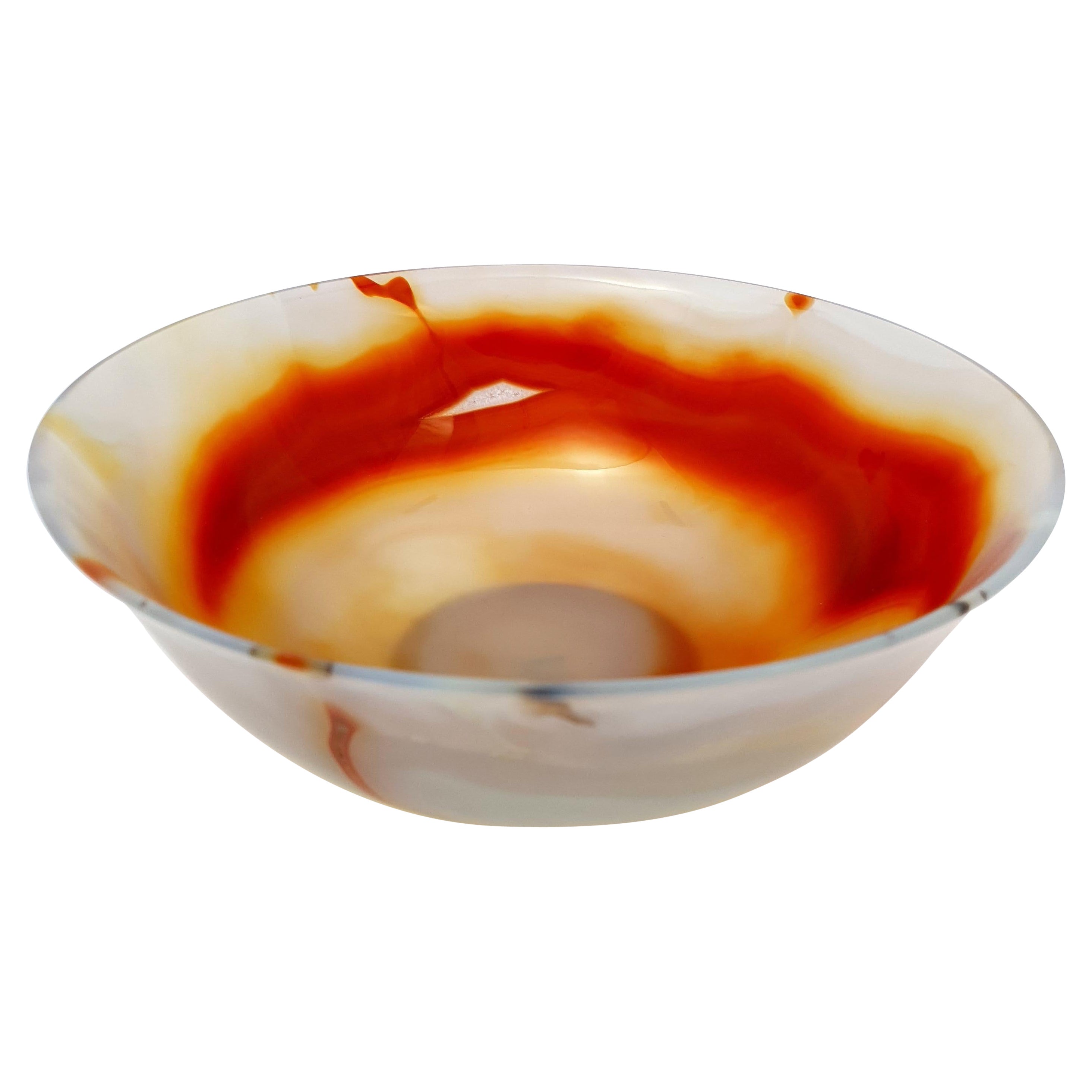 Red Orange Banded Agate Bowl For Sale
