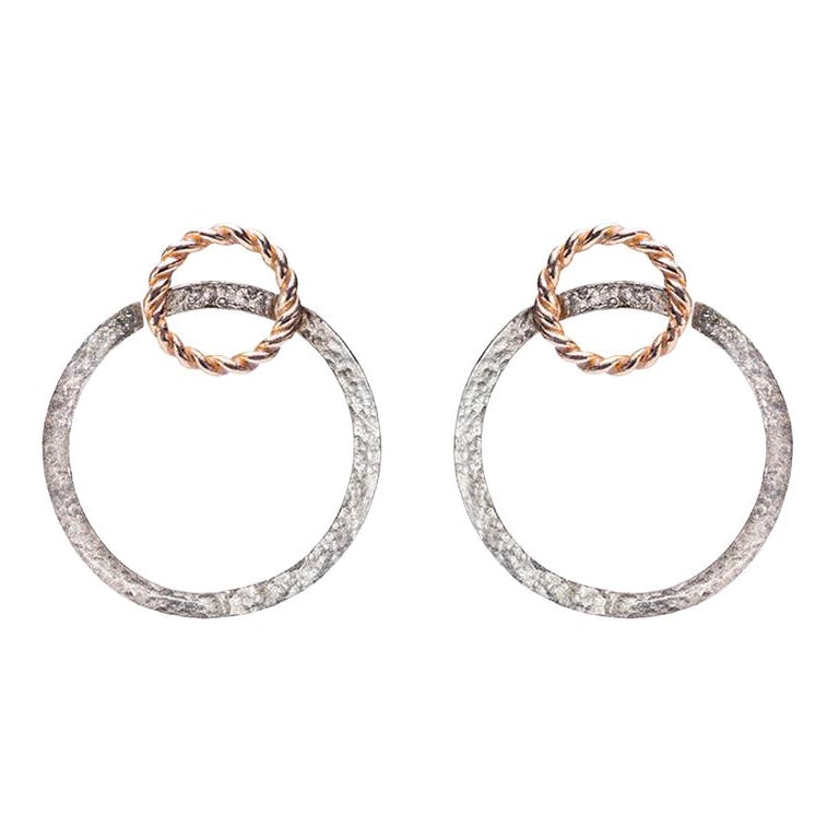 Modern Style 24 Karat Gold Plated Sterling Silver Large Hoops Earrings For Sale