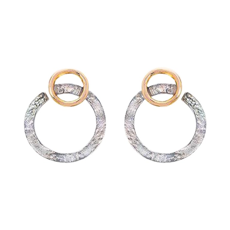 Handcrafted 24 Karat Gold Plated Sterling Silver Small Hoops Earrings For Sale