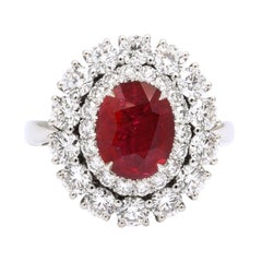 Double Certified Burma Ruby Diamond Ring