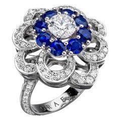 Graff Sapphire & Diamond Cocktail Platinum Ring