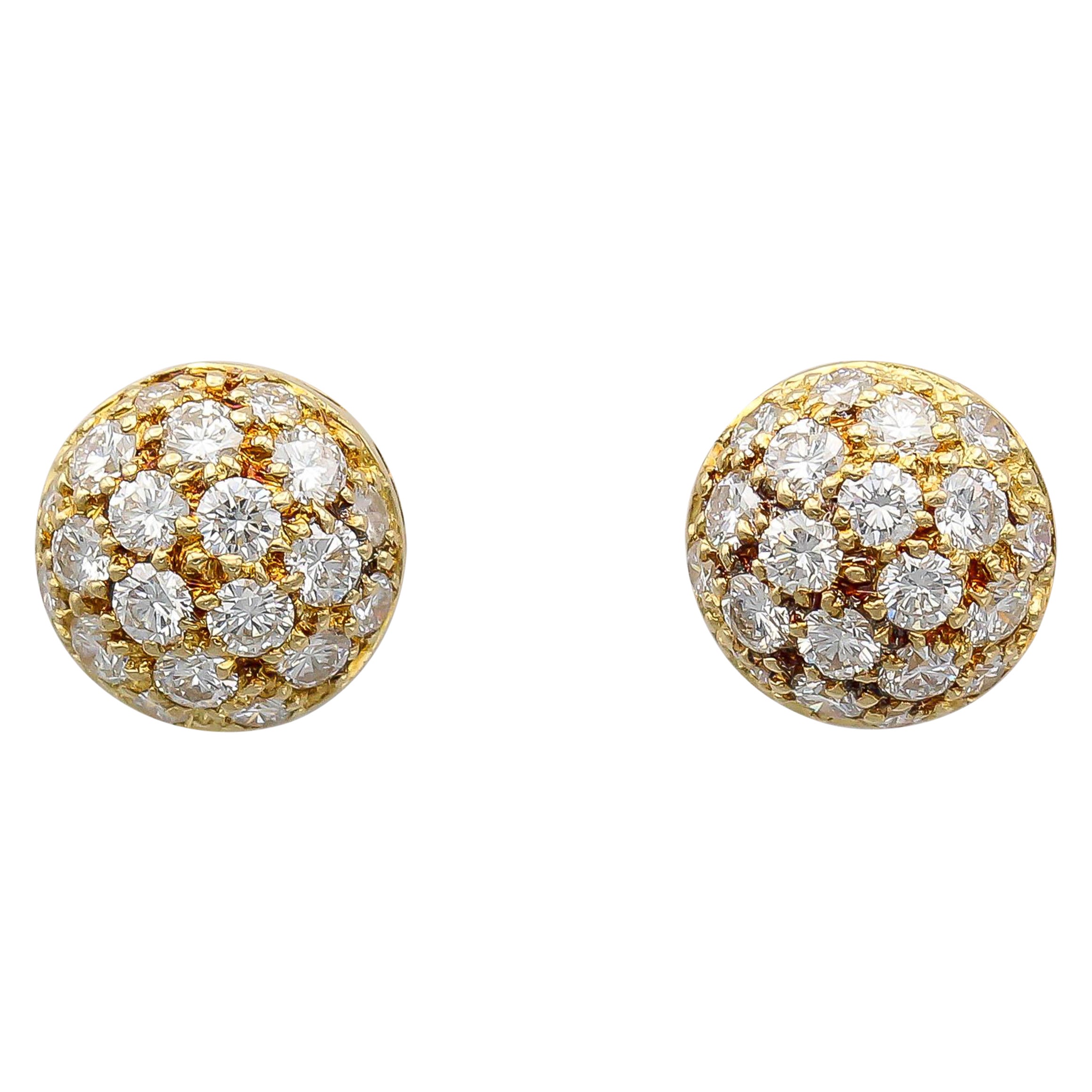 Cartier Diamond 18 Karat Gold Dome Earrings Studs